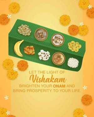 Traditional Onam Sadhya served on a banana leaf with flowers and festive decorations.
