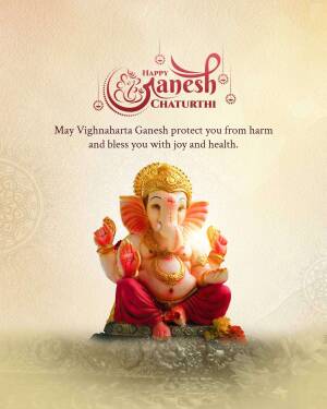 Ganesh Chaturthi greeting with Lord Ganesha idol