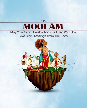 Onam Moolam festival greeting with traditional Kerala imagery