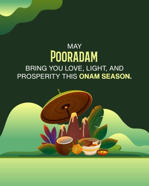 Onam Pooradam festival greeting with traditional elements