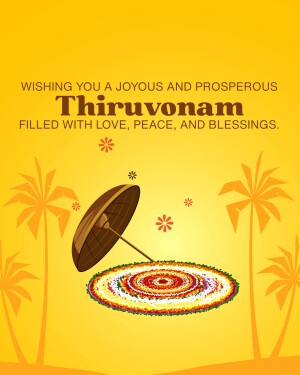 Thiruvonam festival greeting with umbrella and floral design