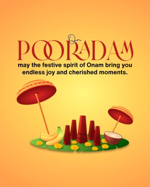 Onam Pookalam greeting with traditional elements