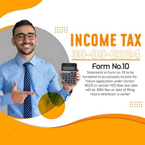 Man pointing to a calculator with Income Tax Form 10 information
