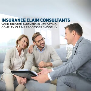 Insurance claim consultants discussing a claim with clients.