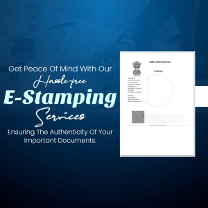 Image of an E-Stamping document with text promoting hassle-free services.