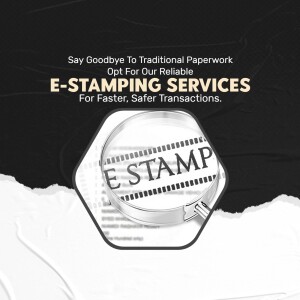 Image depicting e-stamping services with a digital stamp and shredded paper.