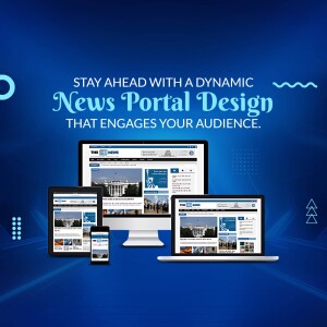 Mockup of a news portal design on various devices
