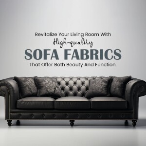 Black leather sofa with decorative pillows, promoting sofa fabrics