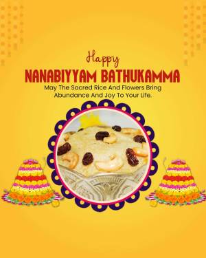 Bathukamma festival greeting with traditional food