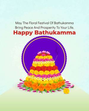 Bathukamma floral arrangement with festival greetings