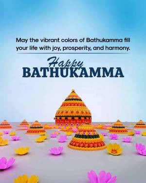 Bathukamma festival greeting with flower cone