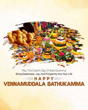 Colorful Bathukamma festival celebration with traditional food and flowers