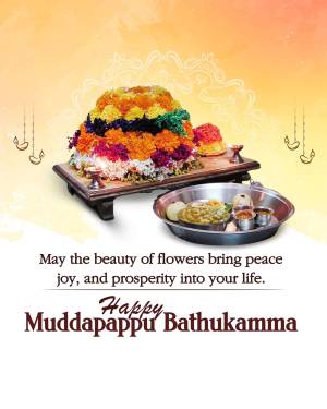 A colorful flower arrangement for Bathukamma festival