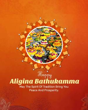 Bathukamma floral arrangements with festive greeting