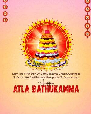 Colorful Bathukamma floral arrangement with festive decorations