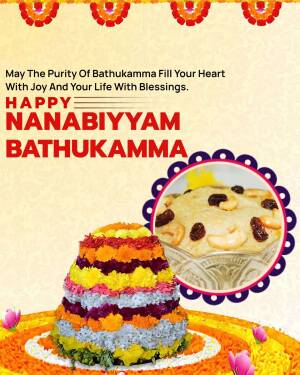 Bathukamma floral arrangement with sweets