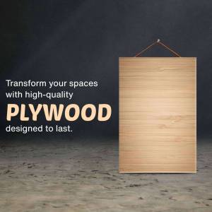 Plywood panel with text promoting interior design