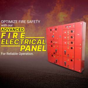 Red fire electrical panel with advanced features for reliable operation.