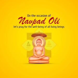 Image depicting Navpad Oli celebration with a meditating Buddha statue.