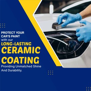 Ceramic coating application on a white car with a professional applying the coating.