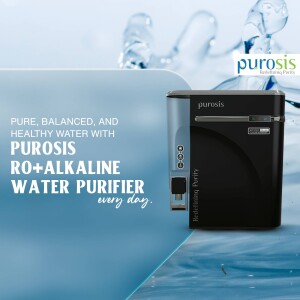 Purosis RO+Alkaline Water Purifier with water droplets