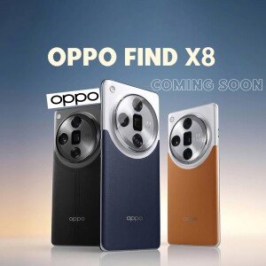 OPPO Find X8 smartphone in three colors - black, blue, and orange
