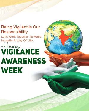 Image depicting hands holding a globe with India highlighted, promoting Vigilance Awareness Week.