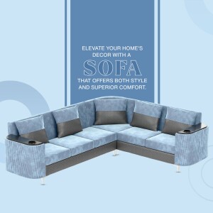 Blue sectional sofa with armrests and cup holders