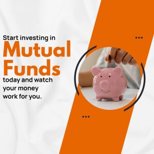 Piggy bank with money being inserted, promoting mutual fund investments.
