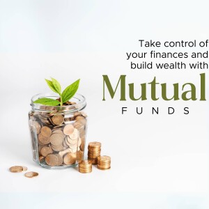 A glass jar filled with coins and a small plant growing from the top, symbolizing financial growth through mutual funds.