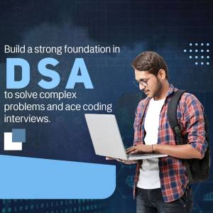A student studying Data Structures and Algorithms on a laptop.