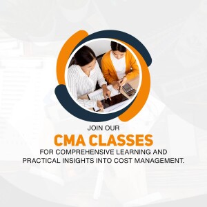 Two women studying with a calculator and phone, promoting CMA classes.