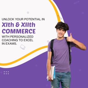 Student with books promoting commerce coaching