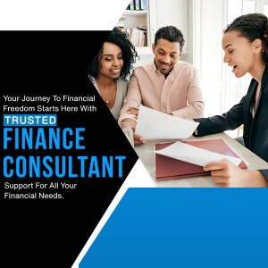 Financial consultant meeting with a couple, discussing financial planning.
