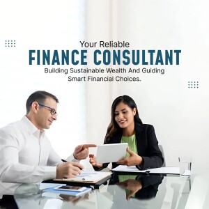 Two finance consultants discussing financial plans with a client.