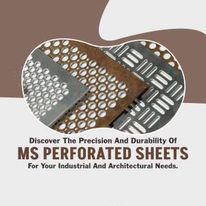 Close-up of MS perforated metal sheets with varying hole patterns and finishes.