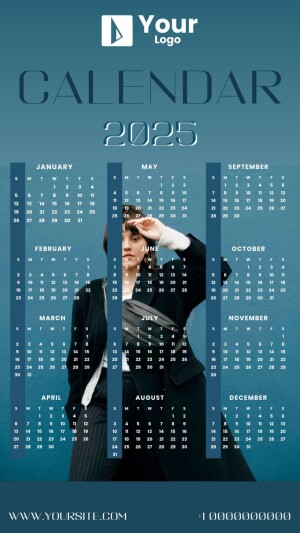 2025 calendar design featuring a fashion model integrated into the monthly layout.