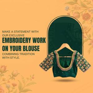 Dark green blouse with intricate embroidery work displayed on a hanger