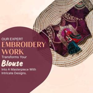 Close-up of a beautifully embroidered blouse with intricate designs and vibrant colors.