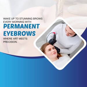 A woman receiving a permanent eyebrow procedure from a technician.