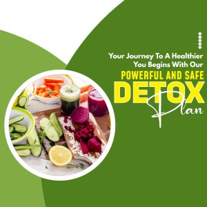 Image of healthy detox foods with text promoting a detox plan.