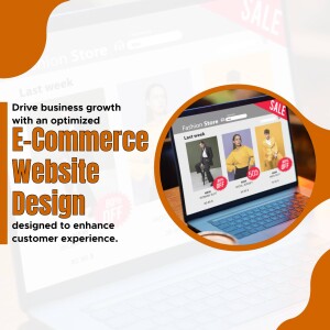 Laptop displaying an E-Commerce website with sale promotions.