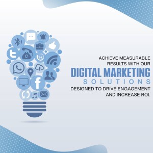 Lightbulb filled with social media icons representing digital marketing solutions.