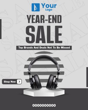Year-End Sale advertisement featuring headphones