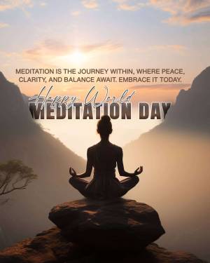 Woman meditating in a scenic landscape for Meditation Day