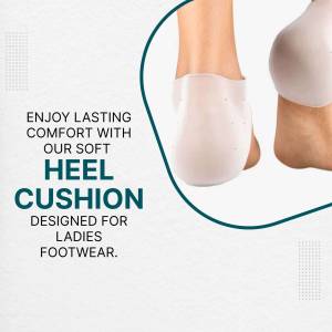 Close-up of a gel heel cushion designed for women's shoes, providing comfort and protection.