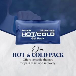 Blue reusable hot and cold gel pack for pain relief