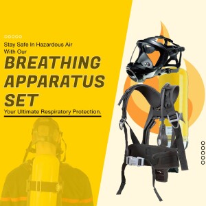 Image of a breathing apparatus set with a firefighter in the background.