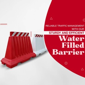 Red and white water filled traffic barrier for road safety