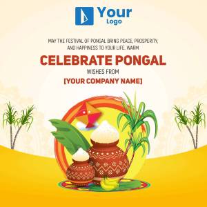 Pongal festival greeting with traditional elements